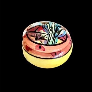 Trinket Box Mexican Signed Cactus Scene 3.5”